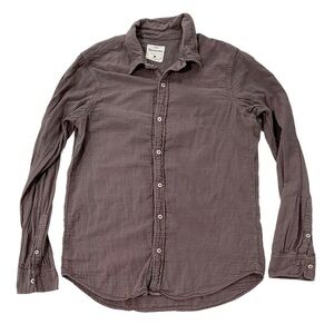 Splendid Mills Shirt Mens Button Up Purple/Gray Long Sleeve Pocket Work Beach
